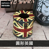 INPHIC-車用擺設防水家居皮革國旗紙巾盒創意復古辦公面紙盒-圓形英國